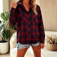 thumbnail image 4 of Cmtiyu Plaid Shirts for Women, Baggy Long Sleeve Down Collar Button Flannel Shirts, Casual Womens Tops with Pockets, S-2XL, 4 of 7