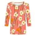 thumbnail image 5 of CYMMPU Summer Fashion Shirts 3/4 Sleeve Blouses for Women Dressy Casual Loose Fit Spring Tops Crew Neck Tunic Tops Floral Pattern Lightweight Basic T-Shirts Multicolor L, 5 of 5