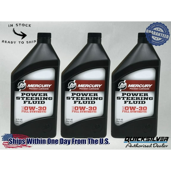 Quicksilver OEM Power Steering Fluid Quarts 92-858077K01 3 Pack