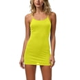 thumbnail image 2 of ClodeEU Women's Bodycon Spaghetti Strap Mini Dress ,Fitted Solid Color Casual Tank Dress Yellow,Womens Plus L, 2 of 5