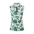 thumbnail image 2 of Uorisanigo Palm Leaves Hiking Running Workout Tops for Women Size 2XL Stylish Sleeveless Quick Dry Zip Up Workout Tennis Tops Fashion Workout Tank Tops, 2 of 7