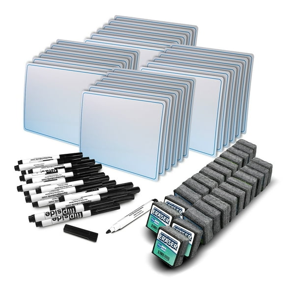 Flipside Class Pack Magnetic Laminate Mobile Dry-Erase Whiteboard Plastic Frame 9" x 1' 72/Pack