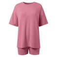 thumbnail image 5 of RMGVDSD Women's Shorts Suit Summer Casual Round Neck T Shirt And Athletic Shorts Set Comfortable Sports Wear Comfort Fit Women Outfits, 5 of 6