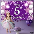 thumbnail image 6 of Purple Happy 5th Birthday Banner - XtraLarge, 72x44 Inch | Purple 5 Happy Birthday Banner | Purple Happy 5th Birthday Backdrop, 5th Birthday Decorations | Purple 5th Birthday Banner Girl, 6 of 7