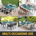 thumbnail image 5 of Teal Blue Marble Table Cloths for 6 Foot Rectangle Tables, Modern Abstract Texture Art Ombre Patio Waterproof Elastic Fitted Tablecloths, Washable Rectangular Table Cover for Camping, 5 of 8
