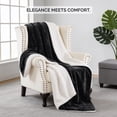 thumbnail image 4 of Imperial Rooms Black Sherpa Fleece Blanket, 2 Pack, Throw Size 50 x 60 Inches, Ultra Soft Reversible Plush Warm Blanket for Bed, Couch & Sofa, All-Season Comfort, 4 of 7