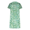 thumbnail image 4 of pimelu Sundress for Women Beach Vacation Boho Pleated Knee Length Swing Aline Midi Summer Dresses for Women Casual Crewneck Short Sleeve Floral Print Plus Size Party Sun Dresses Green s, 4 of 5