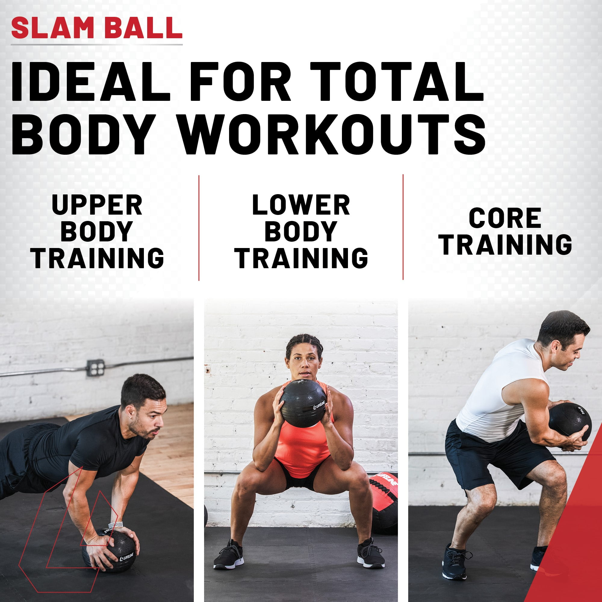 Lifeline Fitness 15lb Slam Ball -Rubberized, Non-Bounce Weighted Ball with Easy-to-Grip Surface