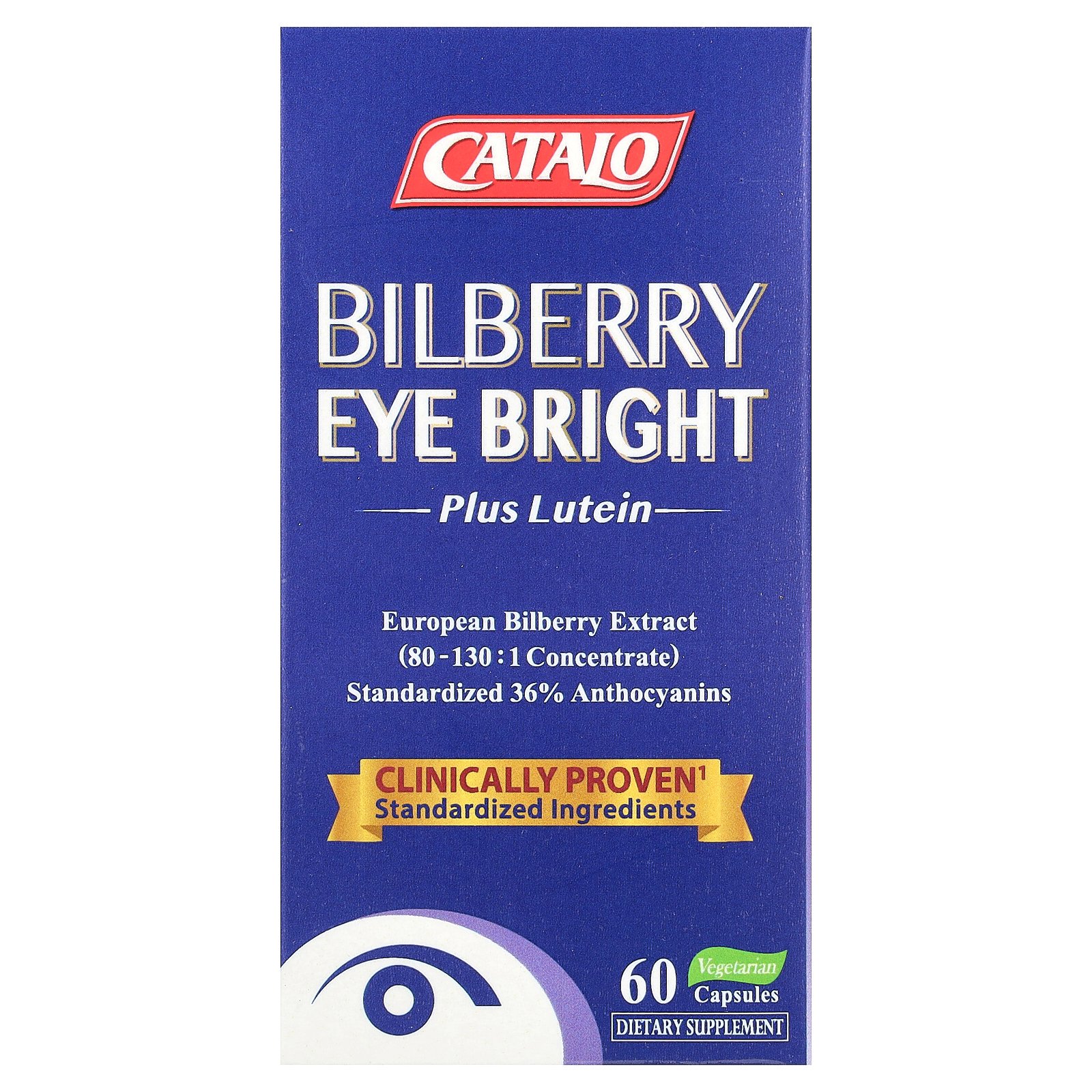 CATALO Bilberry Eye Bright Plus Lutein, 60 Vegetarian Capsules