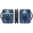 thumbnail image 3 of Xixirimido Quilted Bible Cover Bible Case for Men, Large Bible Carrying Case with Handle, Bible Study Supplies & Christian Gift for Men, Cross Lion Moon Blue, 3 of 7
