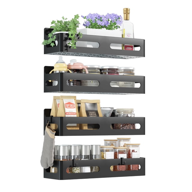 Estante Magnetico Sevenblue Modelo 1 Organizador Multiuso Para Refrigerador Con Ganchos Paquete De 4 Unidades