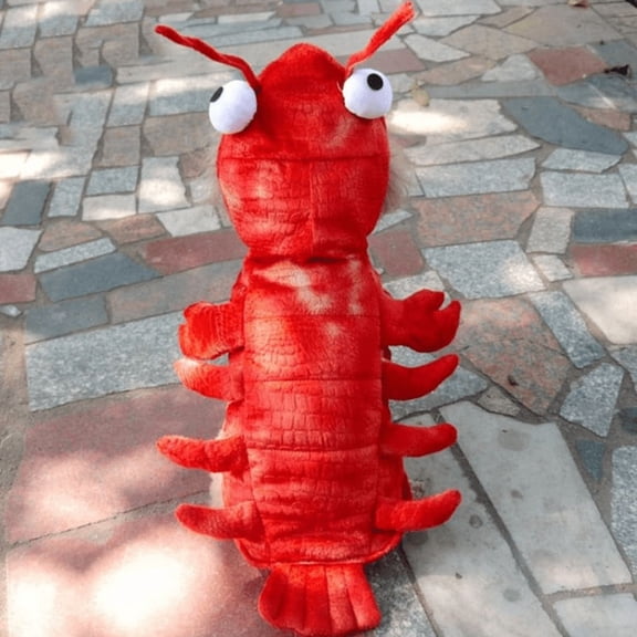 Lobster Themed Pet Costume Soft Warm Polyester Hooded Halloween Party Dress Up Outfit for Dachshund Small Medium Dogs XXL