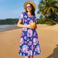 thumbnail image 4 of Easygdp colorful Skull mushroom rainbow para Vestido Transpirable de Mujer, Vestido Suelto de Manga Corta con Pliegues y Bolsillos para el Verano, 4 of 6