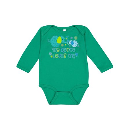 

Inktastic My Nonna Loves Me- cute elephants Gift Baby Boy or Baby Girl Long Sleeve Bodysuit