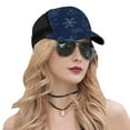 thumbnail image 5 of Lsque Snowflake Dark Blue Printed Trucker Hat - Baseball Cap for Men Women - Breathable Mesh Side, Adjustable Fit - for Casual Wear, 5 of 7