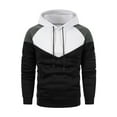 thumbnail image 4 of Dagegui Men's Long Sleeve Hoodies Novelty Color Block Sweatshirt Fleece Hooded Pullover Tops with Pockets White L, 4 of 5