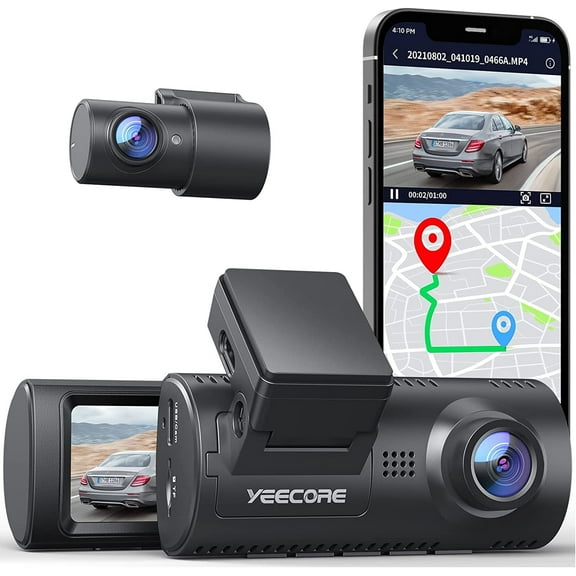 Yeecore D32 Dual Dash Dam, Built-in WiFi GPS, 2.5K 1080P Dash Cam Front and Rear, Super Night Vision, Parking Mode, Dash Camera for Cars App Control, G-Sensor, Accident Record