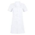thumbnail image 3 of TiaoBug Women's Lapel Collar Short Sleeve Button Front Hospital Nurse Scrubs Dress White Medium, 3 of 7