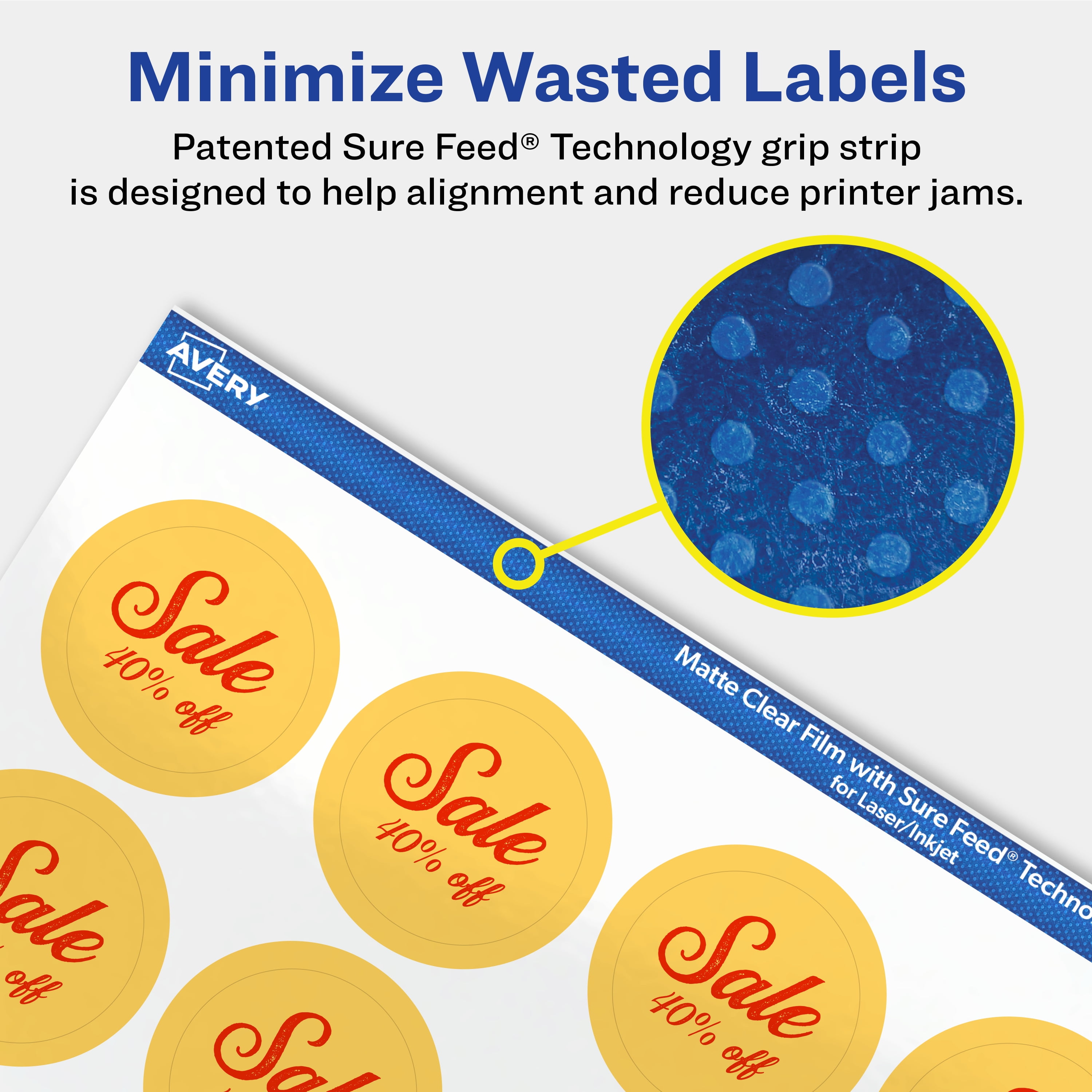 Avery Matte Clear Round Labels, 1-1/4" Diameter, 750 Total