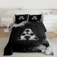 thumbnail image 2 of Castle Fairy Letter Monogrammed A Boy Girl Bedding Comforter Set 2pcs,Geometric Honeycomb Twin Comforter Sets Microfiber,Graffiti Splash Breathable Bedding Set,Lightweight Room Decor,Reversible, 2 of 8