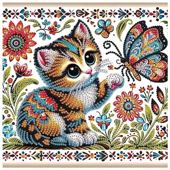 5D DIY Diamond Painting Kit, Cat Suitable for Adults Special Diamond DIY Art Kit for Home Decoration and Gift Selection