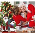 thumbnail image 5 of Decoración de mesa de Navidad de madera, Papá Noel, Reno, muñeco de nieve, color Beige, decoración de fiesta en casa de doble cara, 2 uds., 5 of 5