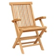 thumbnail image 4 of Teak Wood California Folding Outdoor Patio Dining Arm Chair, A-Grade Teak Wood (set of 2), 4 of 5
