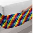 thumbnail image 2 of Abstract Bed Skirt, Rainbow Colored Square Shaped Diverse Patterns Diagonal Forms Geometric, Elastic Bedskirt Dust Ruffle Wrap Around for Bedding Decor, 4 Sizes, Multicolor, by Ambesonne, 2 of 2
