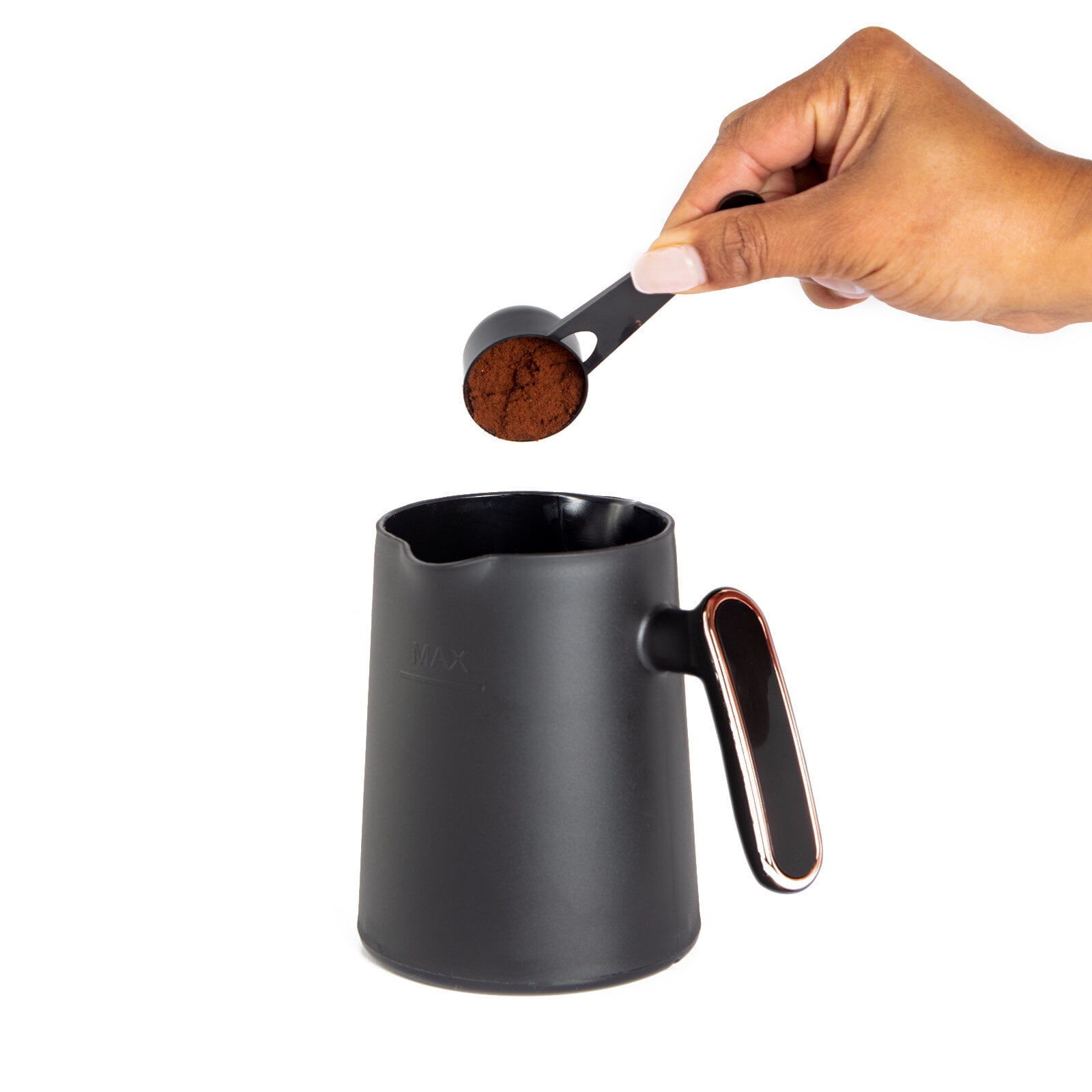 ETHNIQ Turkish Coffee Maker - 120V, 1 to 4 Cup Capacity - Black/Silver –  EthniQ