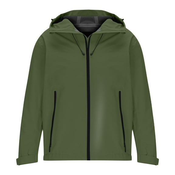 Waterproof Rain Jacket Men Lightweight Windproof Full Zip Men's Packable Fall Raincoat Windbreaker with Hood Outdoor Hooded Jacket Versatile Three Proof Suit Mountaineering Workwear Jacket