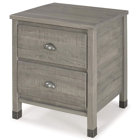 Camaflexi Baja Wood 2 Drawer Nightstand with Metal Pulls, Driftwood Gray