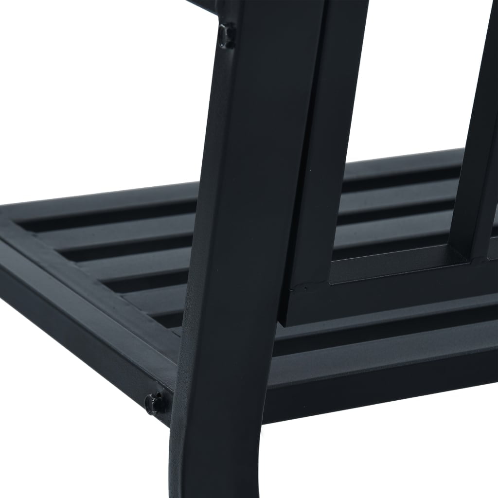 Kepooman 49" Outdoor Patio Modern Metal Bench with Geometric Pattern Curved Backrest, Black Kepooman 49" Outdoor Patio Modern Metal Bench with Geometric Pattern Curved Backrest, Black