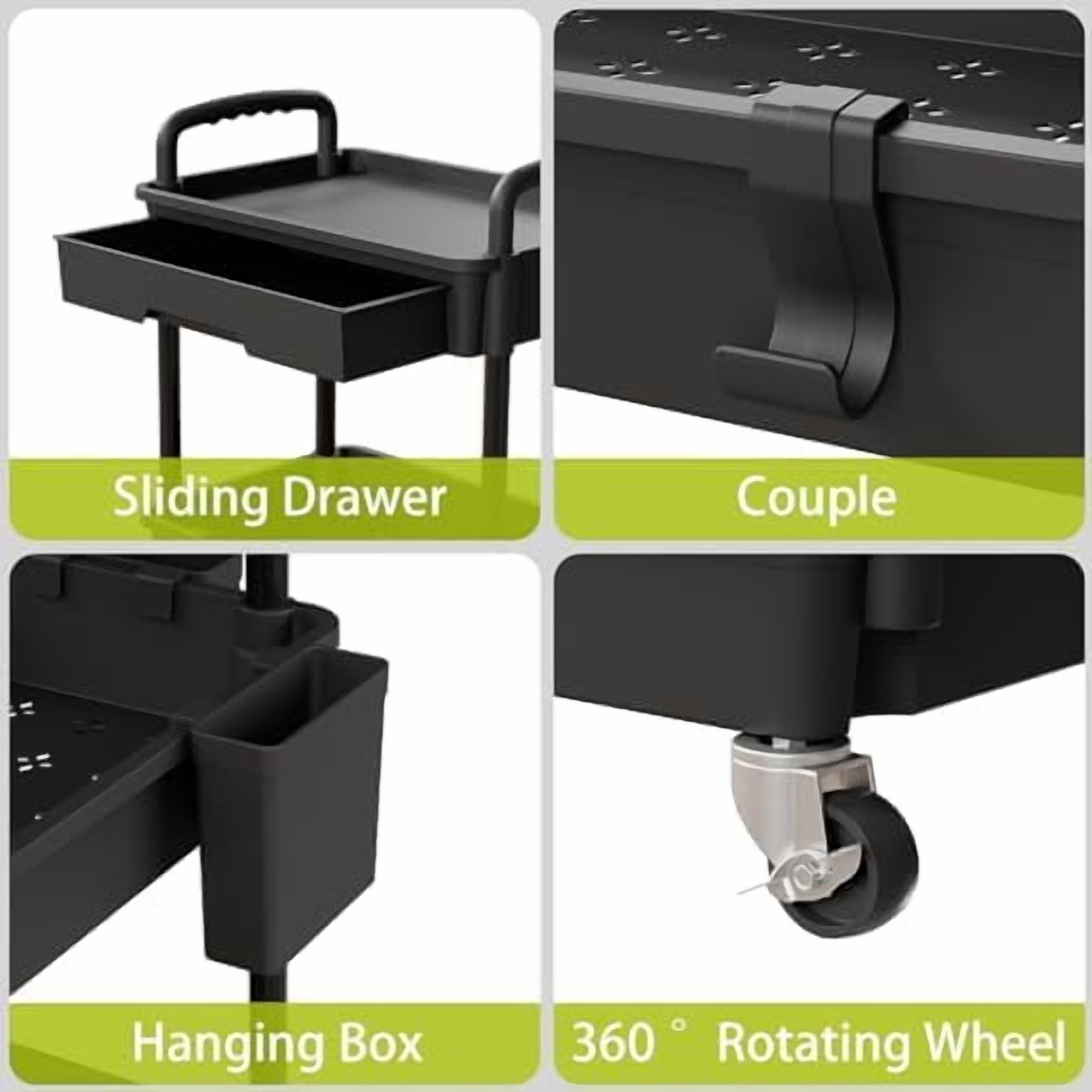 5 Tier Rolling Cart Organizer,Bathroom Cart Organizers with Wheels Laundry Room Organization Mobile Shelving Unit Utility Cart Storage Shelves Multi-Functional for Office, Home(Black)