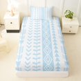 thumbnail image 3 of jejeloiu Airy Geometric Twin Sheets For Girls,Light Tribal Bedding,Sky Blue White,3pcs,1 Fitted Sheet and 1 Pillowcase, 3 of 6