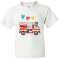 thumbnail image 3 of Inktastic Valentine's Day Fire Truck with Hearts Youth T-Shirt, 3 of 5