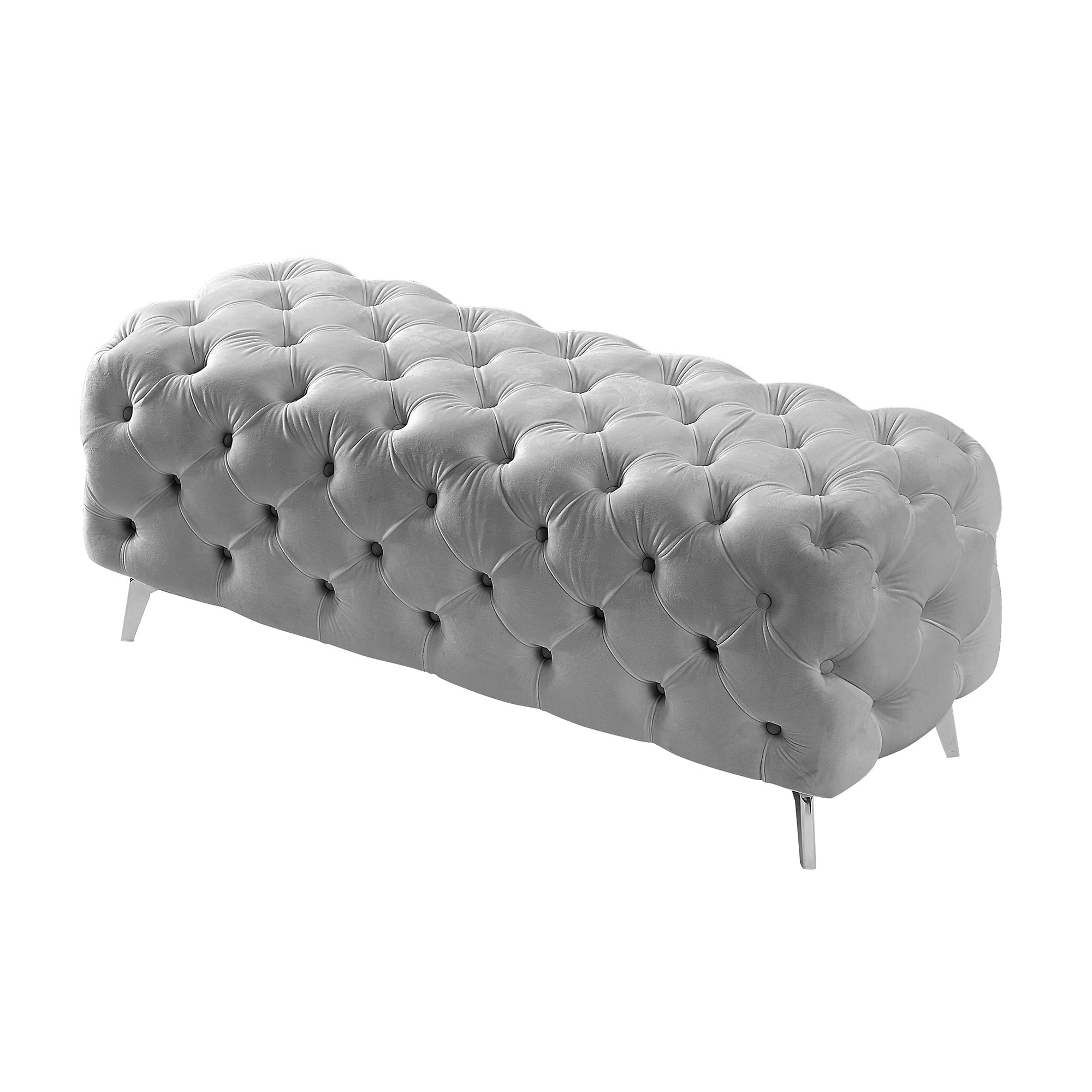 Kepooman 51 Inches Modern Velvet Bedroom Bench, Button-Tufted Upholstered Ottoman End of Bed Bench for Entryway Living Room Bedroom, Light Gray Kepooman 51 Inches Modern Velvet Bedroom Bench, Button-Tufted Upholstered Ottoman End of Bed Bench for Entryway Living Room Bedroom, Light Gray