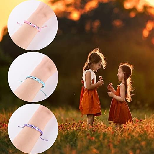 Bracelets - Bracelets Bff pour, Bracelet en macramé tressé fait main tissé  simple  Bracelets de meilleur ami assortis pour 3 filles enfants rose et  bleu et violet bijoux mignons cadeaux pour