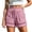Pink, variant on RQYYD Women's Elastic Waist Lace Trim Gauze Shorts Casual Summer Lightweight Breathable Trousers with Pockets
