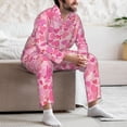 thumbnail image 7 of Fuzoiu Love Print Men's Long-Sleeved Pajama,Lounge Button Down Nightwear,Mens Notch Collar Pajama Set-Small, 7 of 7