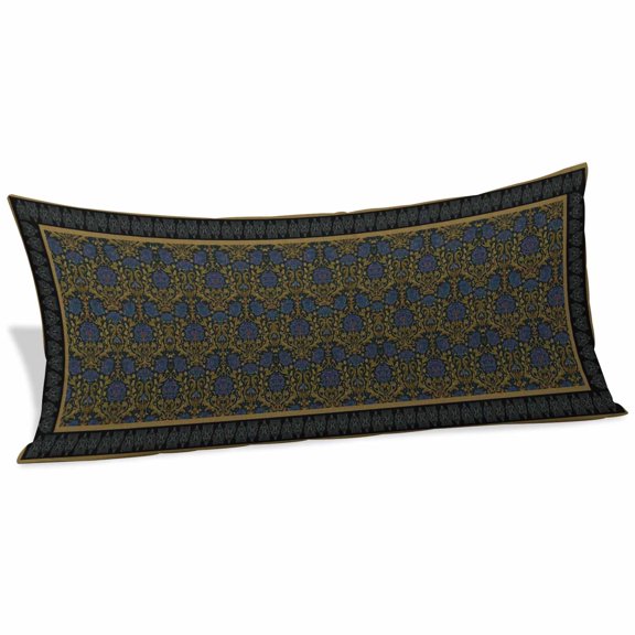 Vintage Navy Blue Roses Body Pillow Covers 20"x60", Abstract Art Floral Green Leaves Soft Brushed Microfiber Breathable Throw Pillow Covers, Decorative Pillowcase with Zipper for Couch Sofa Bedroom