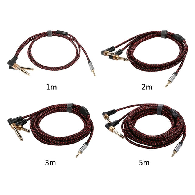 Audio Cable Angled Mini Jack 3.5 to Dual 1/4" Jack for TV PC Speaker Amplifier 3.5mm to 2*6.35 OFC Cable Length(m):3M