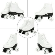 EONROACOO Teen Kids Skates with Light up Wheels, White Roller Skates for Girls Boys(Youth 3)
