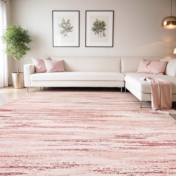 Alfombra Area Tchdio, rosa, 8 x 10 pies, ultrasuave, lavable para dormitorio