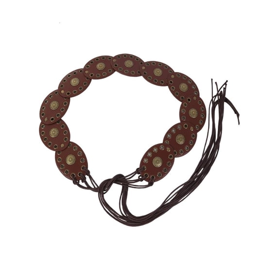 Weflink Oval Disc Waist Belt Bohemian Design Adjustable Waist Strap for Women Daily Wear