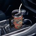 thumbnail image 3 of 40 oz Insulated Tumbler with Handle, Leak-Proof Straw Lid, Stainless Steel Travel Mug for Car & Road Trips - Flower Retro, 3 of 6