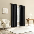 thumbnail image 5 of Sun Zero Bronte Floral Jacquard 100% Blackout Rod Pocket Curtain Panel, 50"W X 84"L, Black, 5 of 8