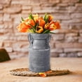 thumbnail image 4 of Jarrón de lata de leche Shabby Chic, jarrón de lata de leche con acabado galvanizado, jarra de leche rústica, florero de metal, pequeño cubo de leche para el hogar, cocina, 4 of 5