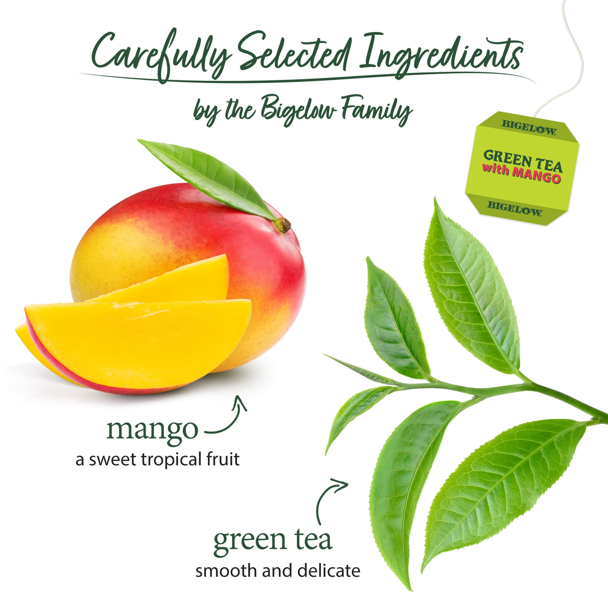 (4 pack) Bigelow Green Tea with Mango, Tea Bags, 20 Count