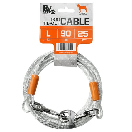 BV Pet Large Tie Out Cable for Dog up to 90 pound, 25 Feet
