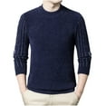 thumbnail image 1 of LOVZFMLL Sweaters for Men, Solid Color Acrylic Crew Neck Ribbed Pullover, Casual Basic Everyday Stretchy, Warm Winter Tops, Fall Clothes, 1 of 9